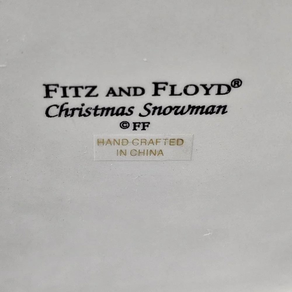 Fitz and Floyd Holiday Snowman Cookie/Candy Lidded Ceramic Jar